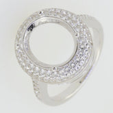 Sterling Silver Semi Mount Ring Setting featuring Oval Halo of White Topaz, designed for custom gemstone options.